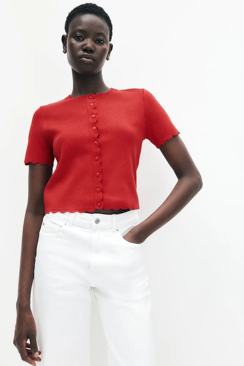 H&M Scalloped fine-knit cardigan