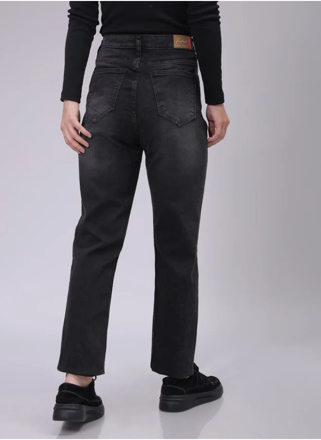 Freehand Women Straight Fit Solid High-Rise Jeans