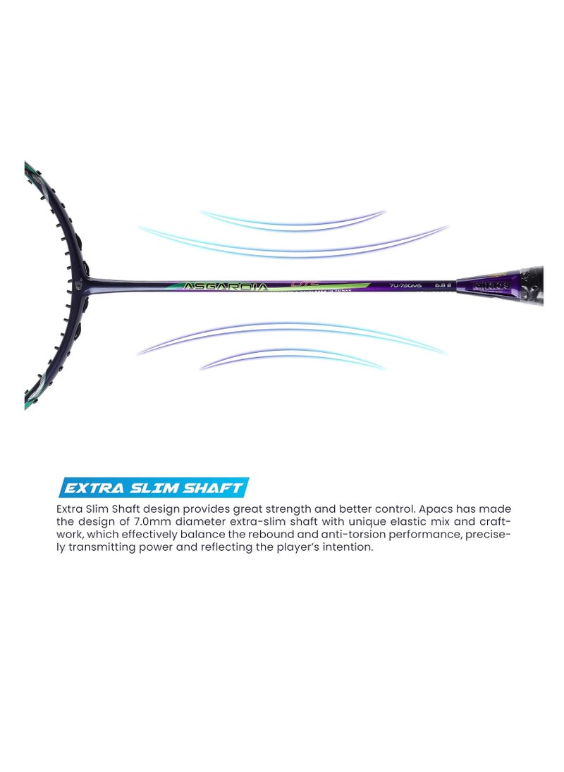 Apacs Asgardia Lite 73g Ultra Light Unstrung Badminton Racket | 35LBS Tension | Extra Slim Shaft | High Modulus Japanese Graphite |  For Smash & Speed Play  - Image 4