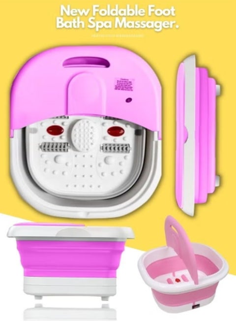 Electric Foot Spa Massage Machine Foldable Bucket for Foot Bath (Pink)