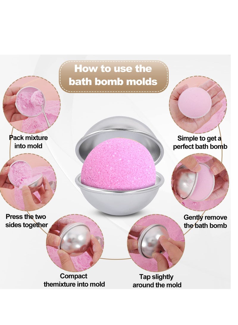 Excefore 12 Pieces Bath Bomb Mold,6 Set Metal Bath Bomb Molds, Aluminum Alloy Semicircle Mold Tool for Crafting Your Own Fizzles Handmade SPA,Bath Bombs Press for DIY Making Supplies, 5.6*2.6cm - Image 4
