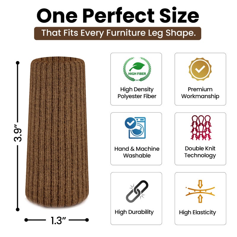 IAMZAY 16/24/32 Pcs Brown Chair Leg Socks â€“ Premium Furniture Protectors for Hardwood Floors, Non-Slip & High Elastic Fit, Easy-to-Install Bar Stool Covers & Floor Pads - Image 3