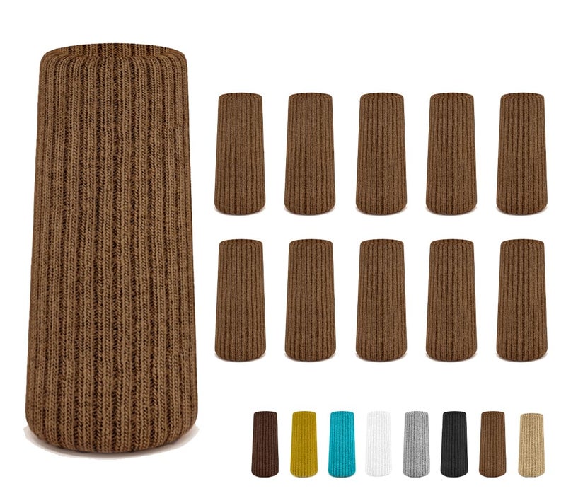 IAMZAY 16/24/32 Pcs Brown Chair Leg Socks â€“ Premium Furniture Protectors for Hardwood Floors, Non-Slip & High Elastic Fit, Easy-to-Install Bar Stool Covers & Floor Pads - Image 1