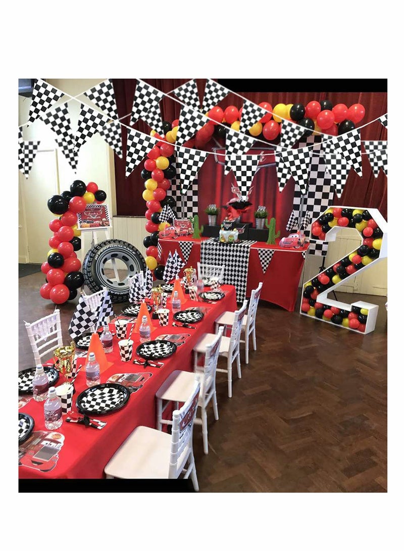 30م علم مثلث أسود وأبيض - مثالي لفعاليات سباقات السيارات ، أعياد الميلاد ، حفلات الزفاف والحفلات ، مصنوع من مادة PE المتينة - Image 2