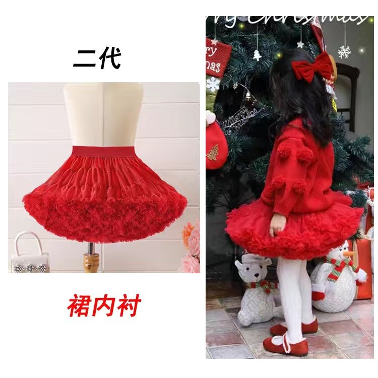 Girls Spring and Summer Internet Celebrant Tone Tutu Skirt Childrens Skirt Babys Tug Skirt Tutu Skirt Big Red (2.0 Gabon Edition) 