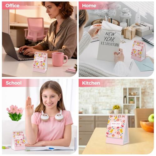 KONVINIT Small Desk Calendar 2026-2027, Floral 2026 Desk Calendar - Runs From January 2026 Until December 2027, 24 Months Mini Desktop Calendar 2026 for School, Home & Office Supplies - Image 4