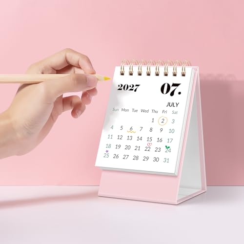 KONVINIT Small Desk Calendar 2026-2027, Floral 2026 Desk Calendar - Runs From January 2026 Until December 2027, 24 Months Mini Desktop Calendar 2026 for School, Home & Office Supplies - Image 3