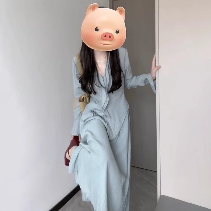 [Original Fabric] Early Autumn French Gentle Long-sleeved dress Womens Summer Long Dress Two-piece Suit Picture color