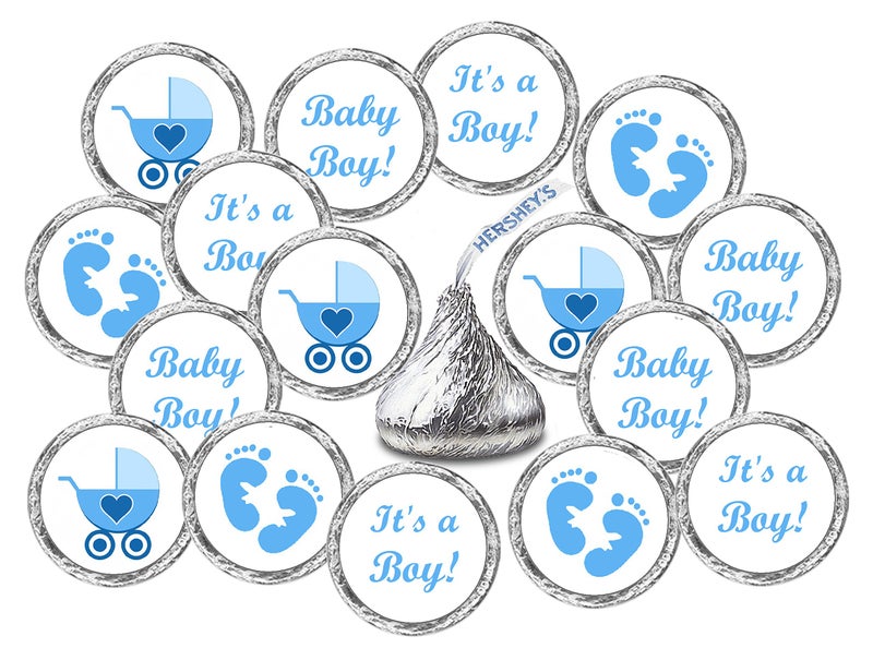 324 Blue Its a Boy Baby Shower Favors Stickers for Sprinkle Party Decorations Kisses Stickers Blue Favors Labels Made in USA