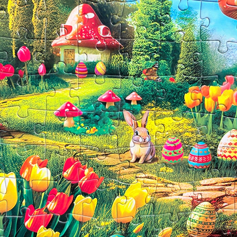 Mulic 300 Piece Puzzles for Adults Kids - Easter Puzzles - Mushroom House Easter - Image 4