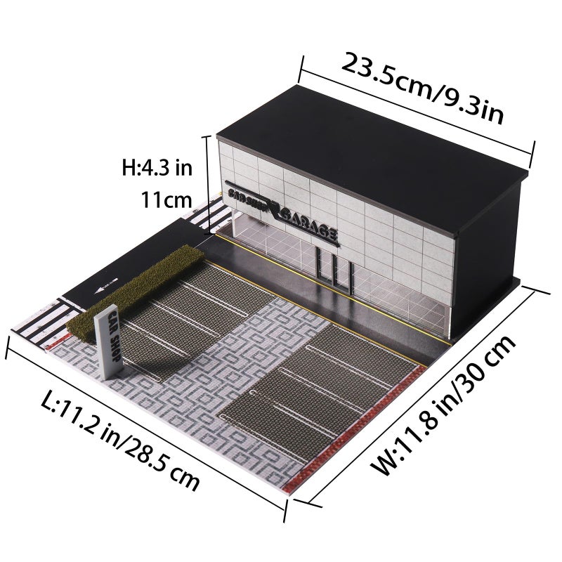 G-FANS 1/64 Scale Parking Garage Diorama with LED Lights, Display Case for Hot Mini Wheels GT Matchbox 1:64 Diecast Model Cars, Collection Storage Box (CAR Shop) - Image 2