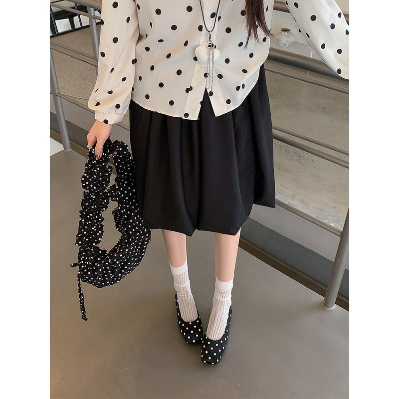 Women's French Polka Dot Flat Shoes Square Toe Slip-on Soft Sole - Image 2
