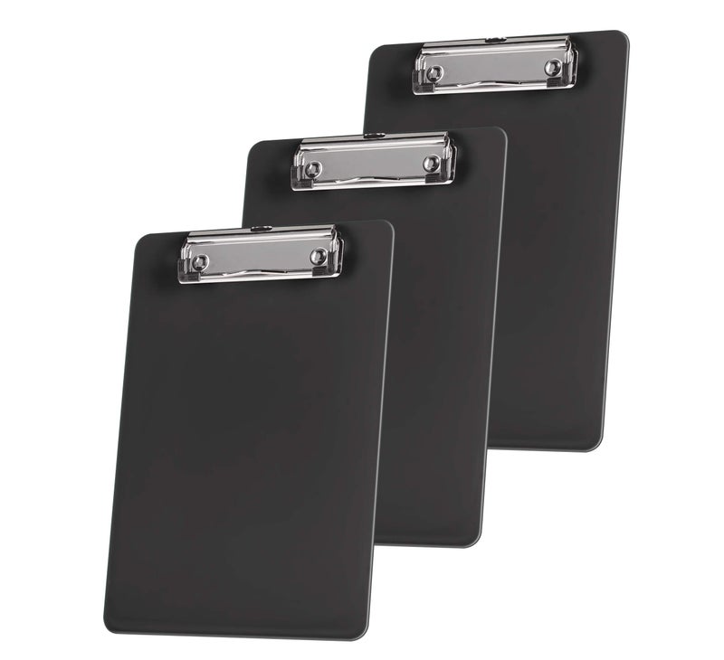 Acrimet Clipboard Memo Size A5 (9 1/4â€ x 6 5/16â€) Low Profile Clip (Plastic) (Black Color) (3 Pack) - Image 1