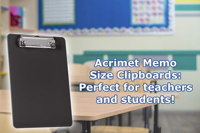 Acrimet Clipboard Memo Size A5 (9 1/4â€ x 6 5/16â€) Low Profile Clip (Plastic) (Black Color) (3 Pack) - Image 5