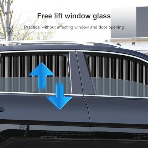 Prextex 4pcs Universal Fit Magnetic Car Side Window Curtains, Foldable Car Window Privacy Curtains Sunshade Side Magnet Pleated Car Window Curtain - Removable - Keeps Cooler Screen (Grey) - Image 4