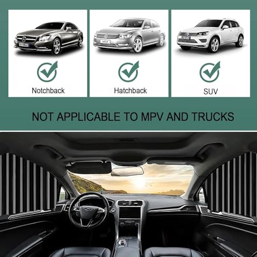 Prextex 4pcs Universal Fit Magnetic Car Side Window Curtains, Foldable Car Window Privacy Curtains Sunshade Side Magnet Pleated Car Window Curtain - Removable - Keeps Cooler Screen (Grey) - Image 3