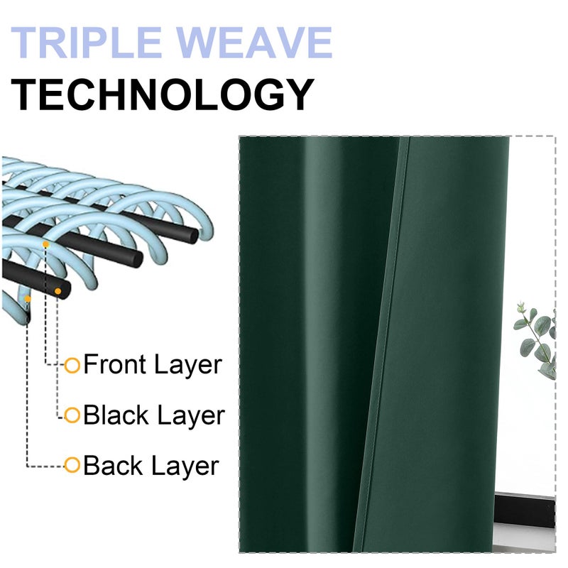 Simplebrand Ava Ever Green Blackout Curtains for Bedroom 63 Inch Length 2 Panels Set, Thermal Insulated Energy Saving Rod Pocket Window Treatment Curtains Blackout Drapes, W40 x L63 Inch, Ever Green - Image 5