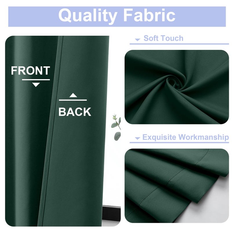 Simplebrand Ava Ever Green Blackout Curtains for Bedroom 63 Inch Length 2 Panels Set, Thermal Insulated Energy Saving Rod Pocket Window Treatment Curtains Blackout Drapes, W40 x L63 Inch, Ever Green - Image 3