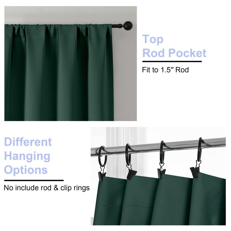 Simplebrand Ava Ever Green Blackout Curtains for Bedroom 63 Inch Length 2 Panels Set, Thermal Insulated Energy Saving Rod Pocket Window Treatment Curtains Blackout Drapes, W40 x L63 Inch, Ever Green - Image 4