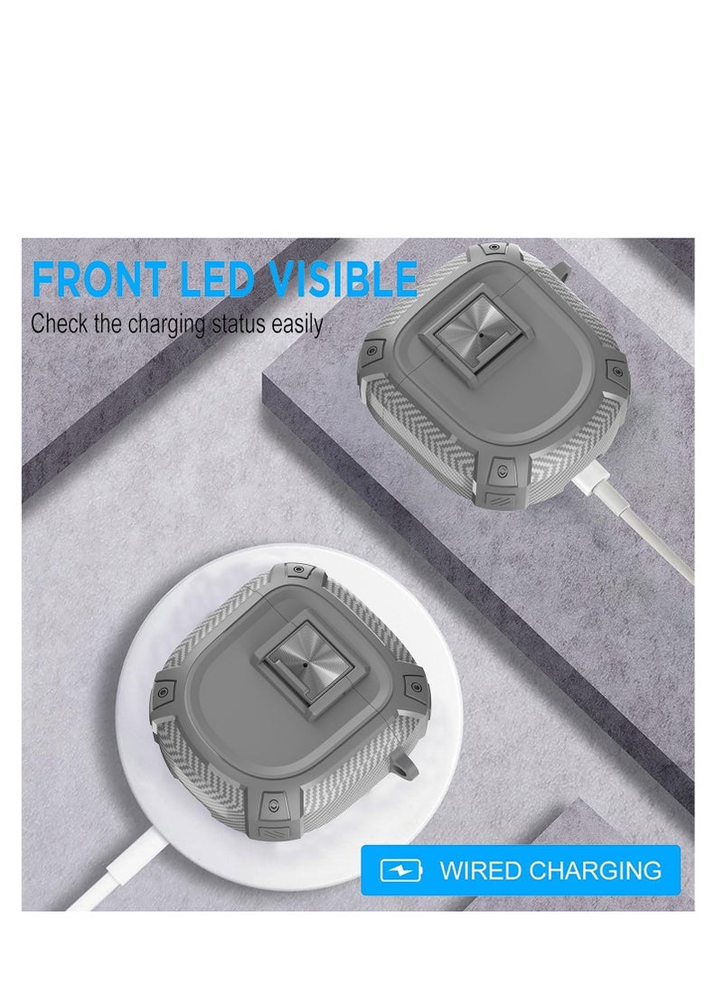 Case for Bose QuietComfort Earbuds II (2022), Ultra Earbuds (2023) Case, TPU Military Shell Protective Cover, Shockproof Protective Cover, with Keychain and Lanyard (Gray) - Image 5