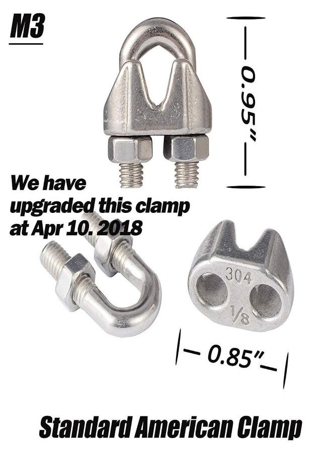 DIY Crafts Pack of 1 Set, Turnbuckle Tension, Turnbuckle Tension Wire Rope with Eye&Hook (M6), 1/8 Inch Wire Rope Cable Clip Clamp (M3) (Pack of 1 Set, Turnbuckle Tension) - Image 4
