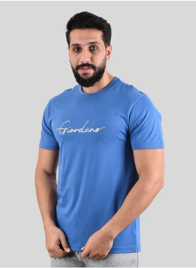 GIORDANO Men's print tee Blue