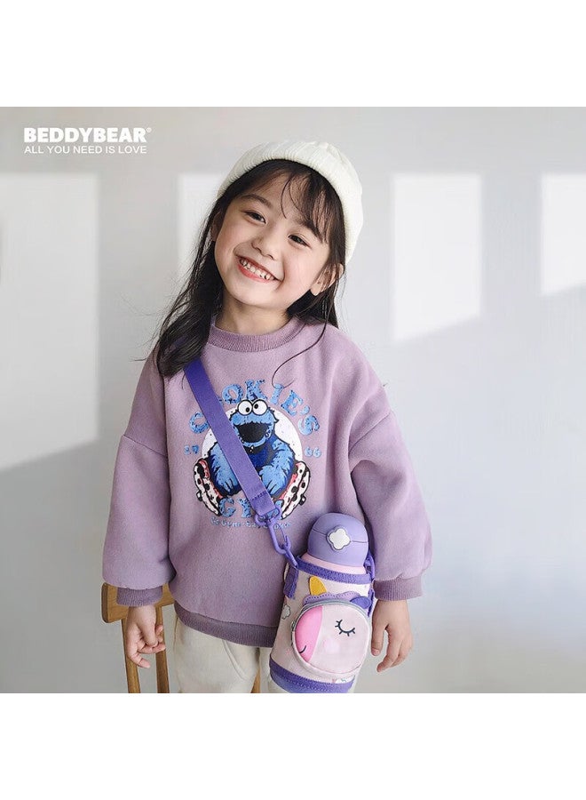 Beddybear Four-leaf Clover Children's Insulated Cup With Four Lids, Three-way Straw Water Bottle, 316 Stainless Steel Student Cup, 630ml Unicorn - Image 2