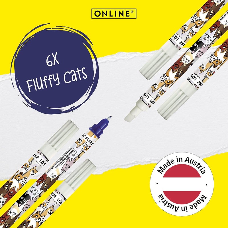 Online Ink Eraser 6 Pack - Blue Ink, Cat Design - Ink Killer & Overwriter - Image 3