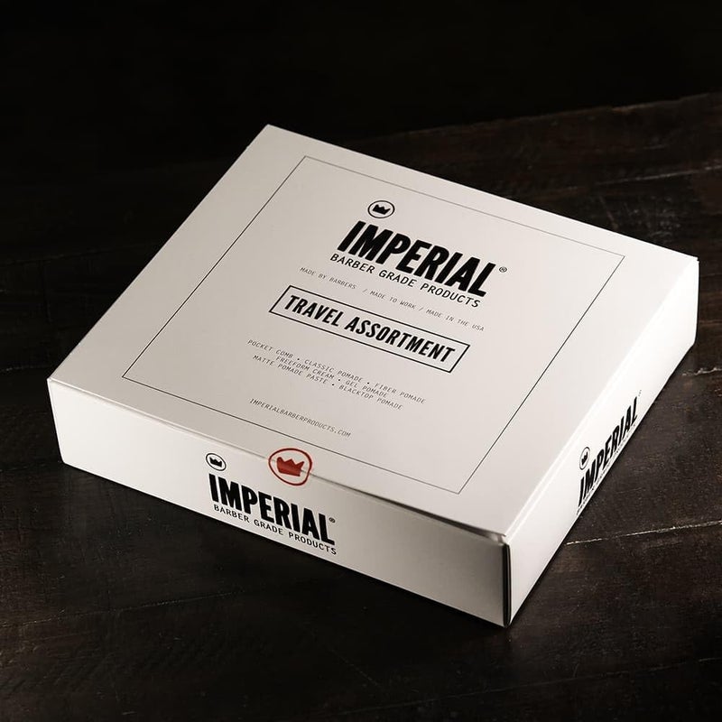 Imperial Barber Travel Assortment/Gift Set Men's Traveling Hair Style -Classic, Fiber, Gel & Blacktop Pomade, Matte Pomade Paste, Freeform Cream, Comb - Image 3