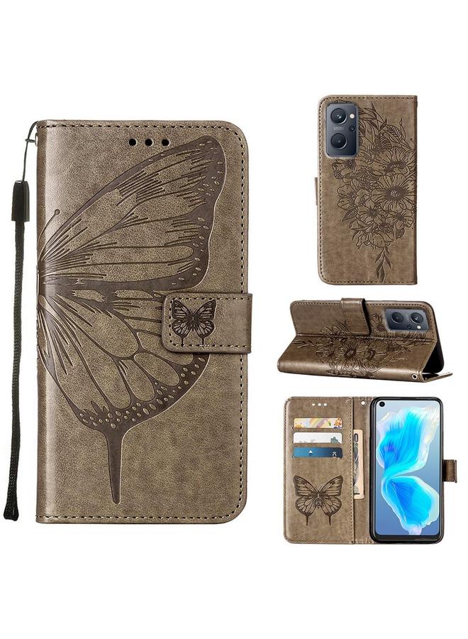 S-TOP Case For OPPO Realme 9i Embossed Butterfly Leather Phone Case - Image 1