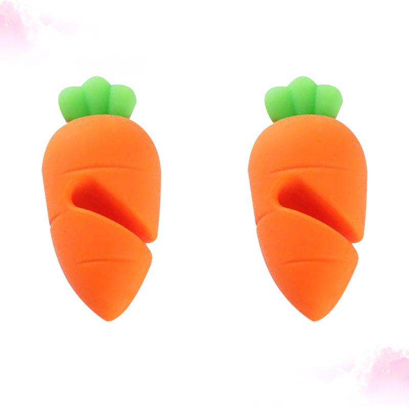 2pcs Silicone Carrot Design Spill-proof Pot Lid Rack Overflow Stoppers Pot Cover Lifter for Kitchen - Image 1
