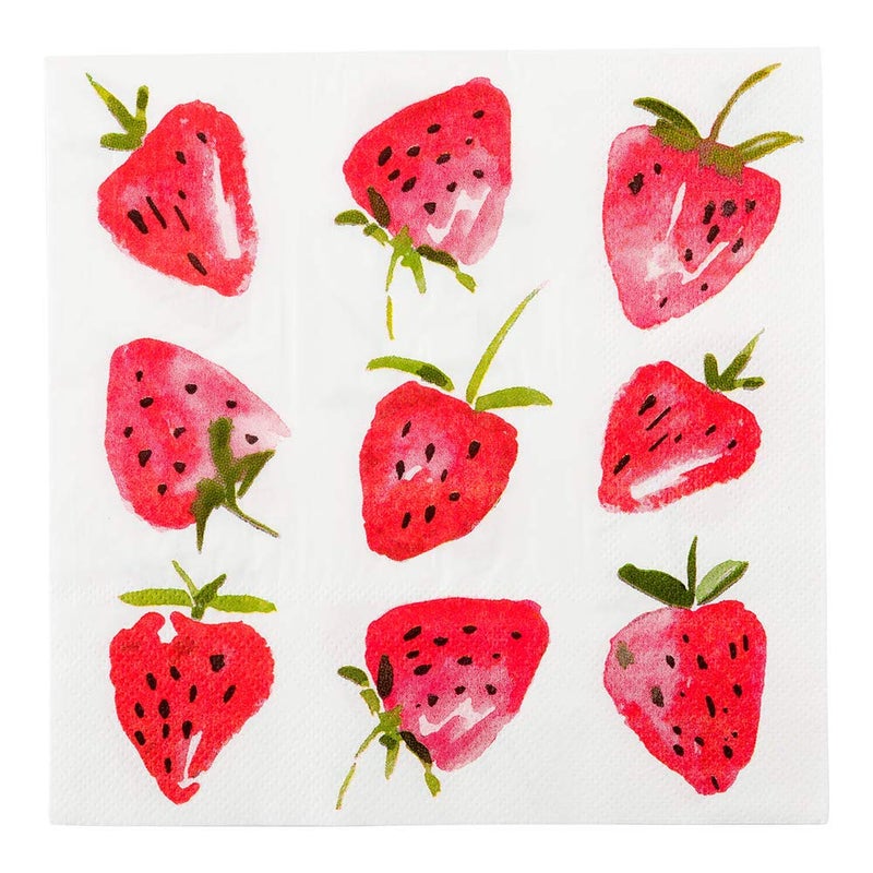 Restaurantware 13 Inch Paper Luncheon Napkins 20 Strawberry Design Printed Napkins  3Ply Textured Edges White Paper Decorated Napkins Soft And Strong For Parties Or Catering Events  Restaurantware - Image 1