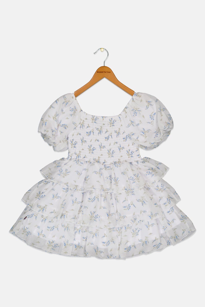 Limited Too Kids Girl Floral Print Casual Dress, White - Image 3