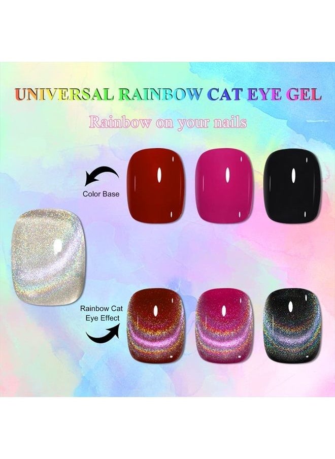 MIZHSE - 10ml Universal Rainbow Cat Eye Gel Nali Polish Laser Holographic 9D Cat Eye Gel Polish Soak Off LED UV Gel Nail Art Varnish with Magnetic (WNXCMY) - Image 1