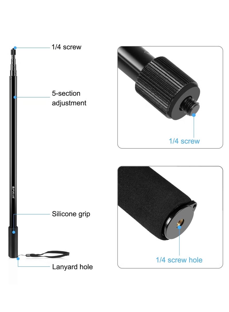 بولوز عصا سيلفي PULUZ بطول 3 أمتار لـ Insta360 One RS / X2 / X3 – تلسكوبي من سبيكة الألمنيوم 65.5–300 سم - Image 4
