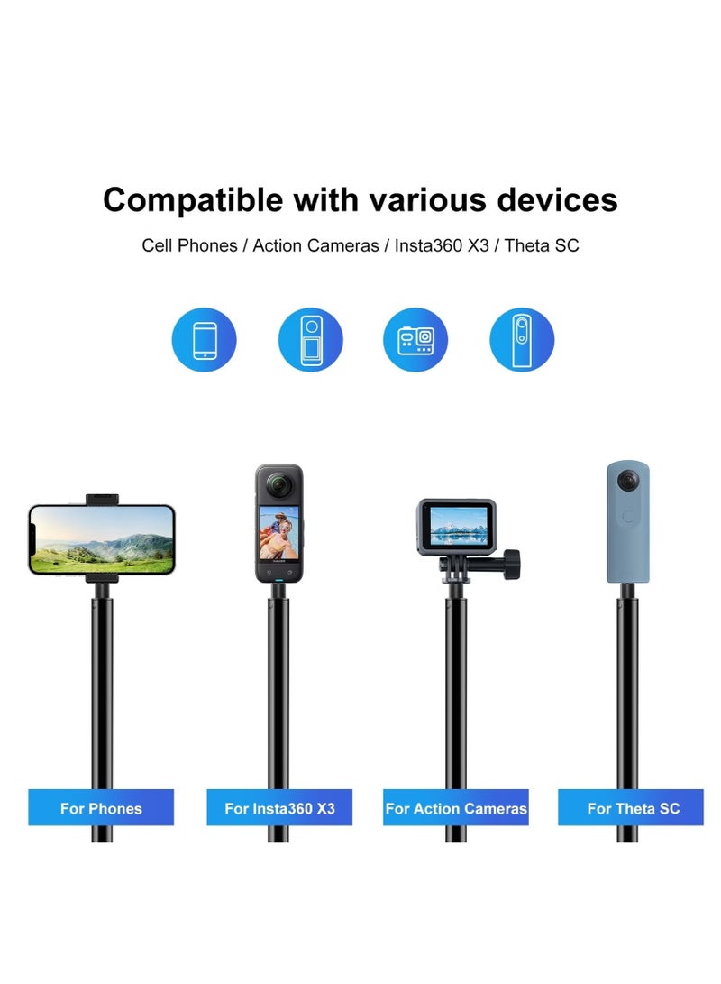 بولوز عصا سيلفي PULUZ بطول 3 أمتار لـ Insta360 One RS / X2 / X3 – تلسكوبي من سبيكة الألمنيوم 65.5–300 سم - Image 5