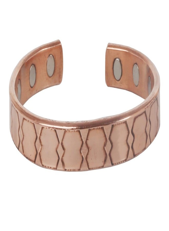 Touchstone Handcrafted My Skilled Artisans Geometric Hand Forged With Solid High Gauge Pure Copper Magnetic Bracelet In Natural Tone For Women And Men. - Image 1
