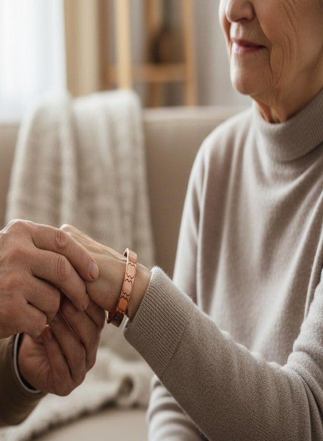 Touchstone Handcrafted My Skilled Artisans Geometric Hand Forged With Solid High Gauge Pure Copper Magnetic Bracelet In Natural Tone For Women And Men. - Image 2
