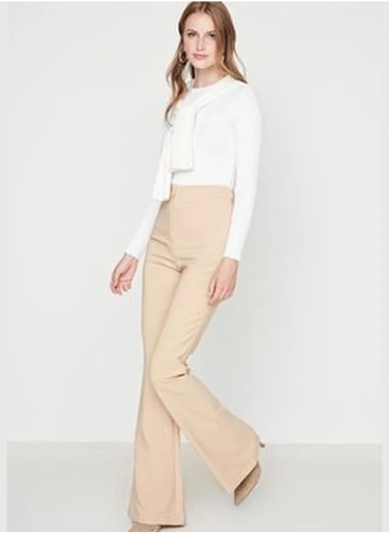 trendyol Stone Spanish Leg Flare Woven Trousers TOFAW19BB0581