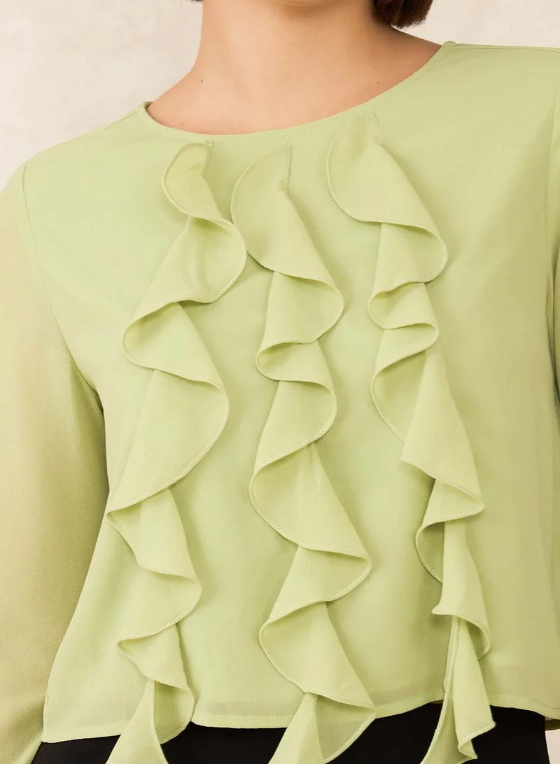Virgio VIRGIO Georgette Vertical Ruffle Detail Top