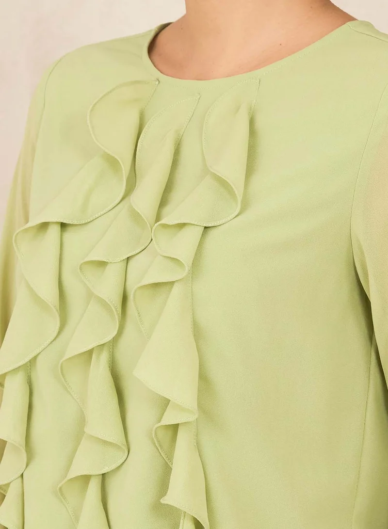 Virgio VIRGIO Georgette Vertical Ruffle Detail Top