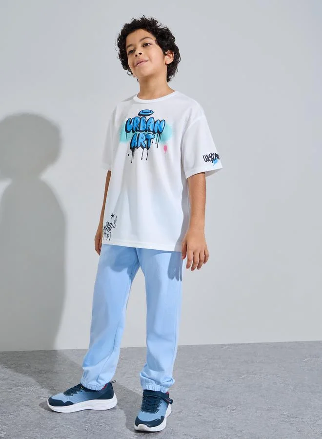 Styli Teen Boys Oversized Graffiti Print T-Shirt