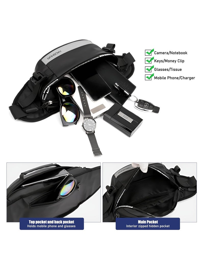 SOLARAE bags Waterproof Waist Bag, Large Capacity Waist Pack for Men Women Fashion Waist Pack Bag with Adjustable Belt with Multi Pockets for Running Hiking Camping Workout Cycling - Image 3