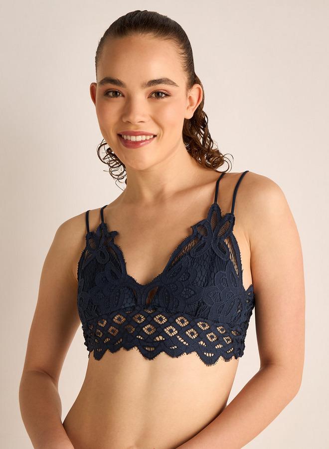 Splash FAV Lace Smock Detail Bralette with Adjustable Straps - Image 1