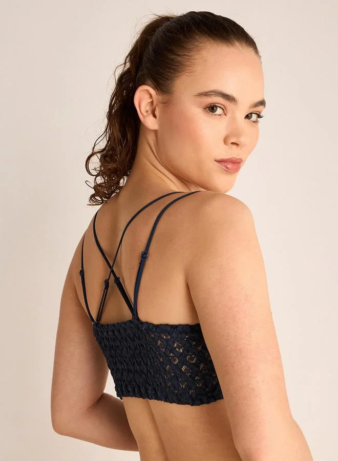 Splash FAV Lace Smock Detail Bralette with Adjustable Straps