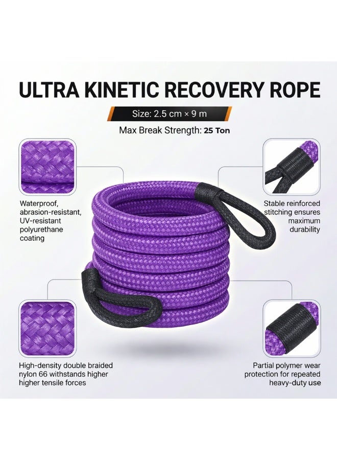 Manful 25T - 9M Heavy Duty Synthetic Winch Rope – Off-Road Recovery Tow Rope with Reinforced Loops, High Strength Braided Cable for SUV, Truck, ATV, UTV - Image 3