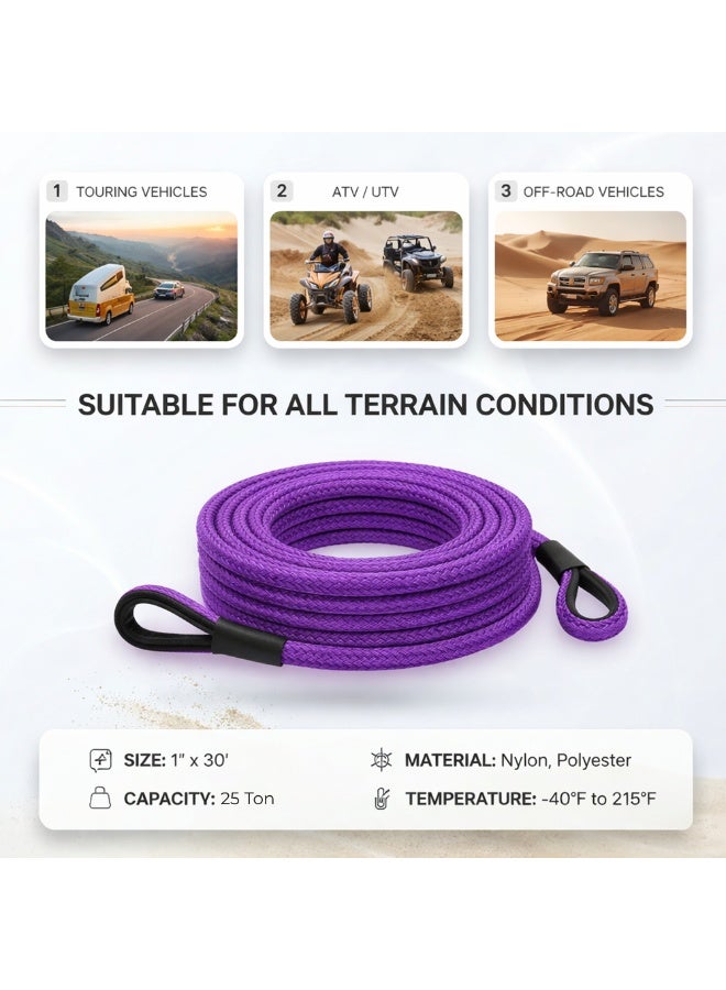 Manful 25T - 9M Heavy Duty Synthetic Winch Rope – Off-Road Recovery Tow Rope with Reinforced Loops, High Strength Braided Cable for SUV, Truck, ATV, UTV - Image 5