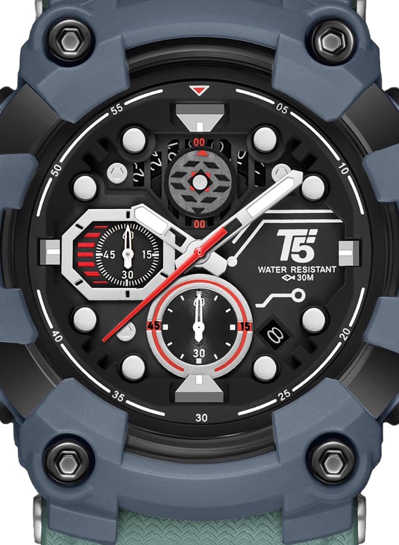 T5 Mens Chronograph Silicone Strap Watch H4011G - Image 2