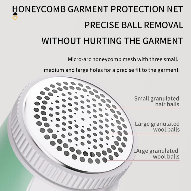 US1984 Lint Remover, Rechargeable, Clothes Shaver, Compact and Portable Fabric Shaver for Woolen Sweaters, Blankets, Jackets, Burr Remover, Pill Remover from Carpets, Curtains (Green) - Image 4