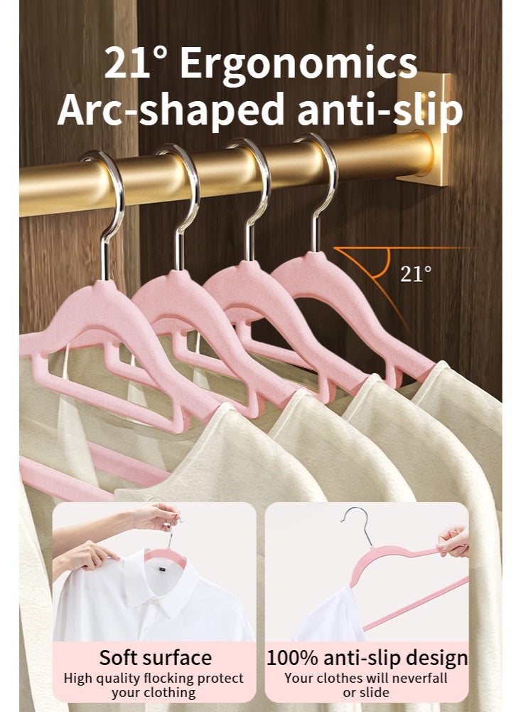 50 Pack Velvet Hangers Ultra,thin Non Slip Adult Felt Space Saving Hangers for Closet Heavy Duty Coat Pants Jackets Dress Hangers Hold Upto，pink - Image 4